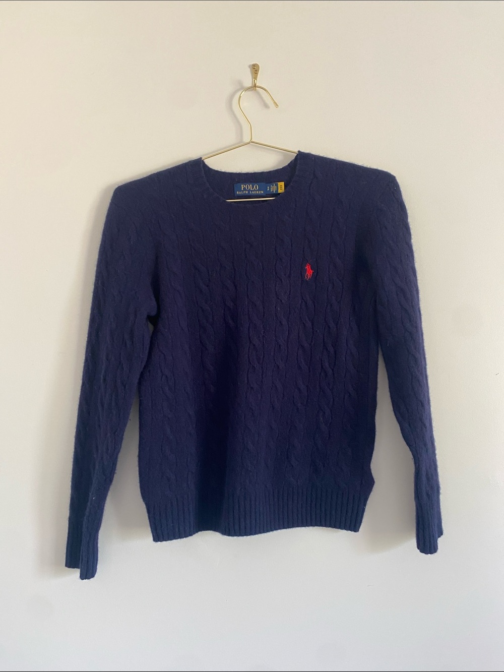 Polo Navy Wool + Cashmere Cable Knit